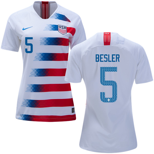 Women's USA #5 Besler Home Soccer Country Jersey - Click Image to Close